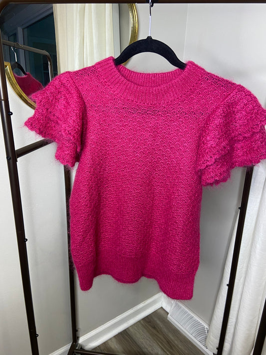 Sezane Ilda Ruffle Sleeves Sweater Top size S