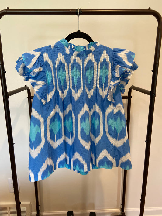 Oliphant Pintuck Ruffle Top size S