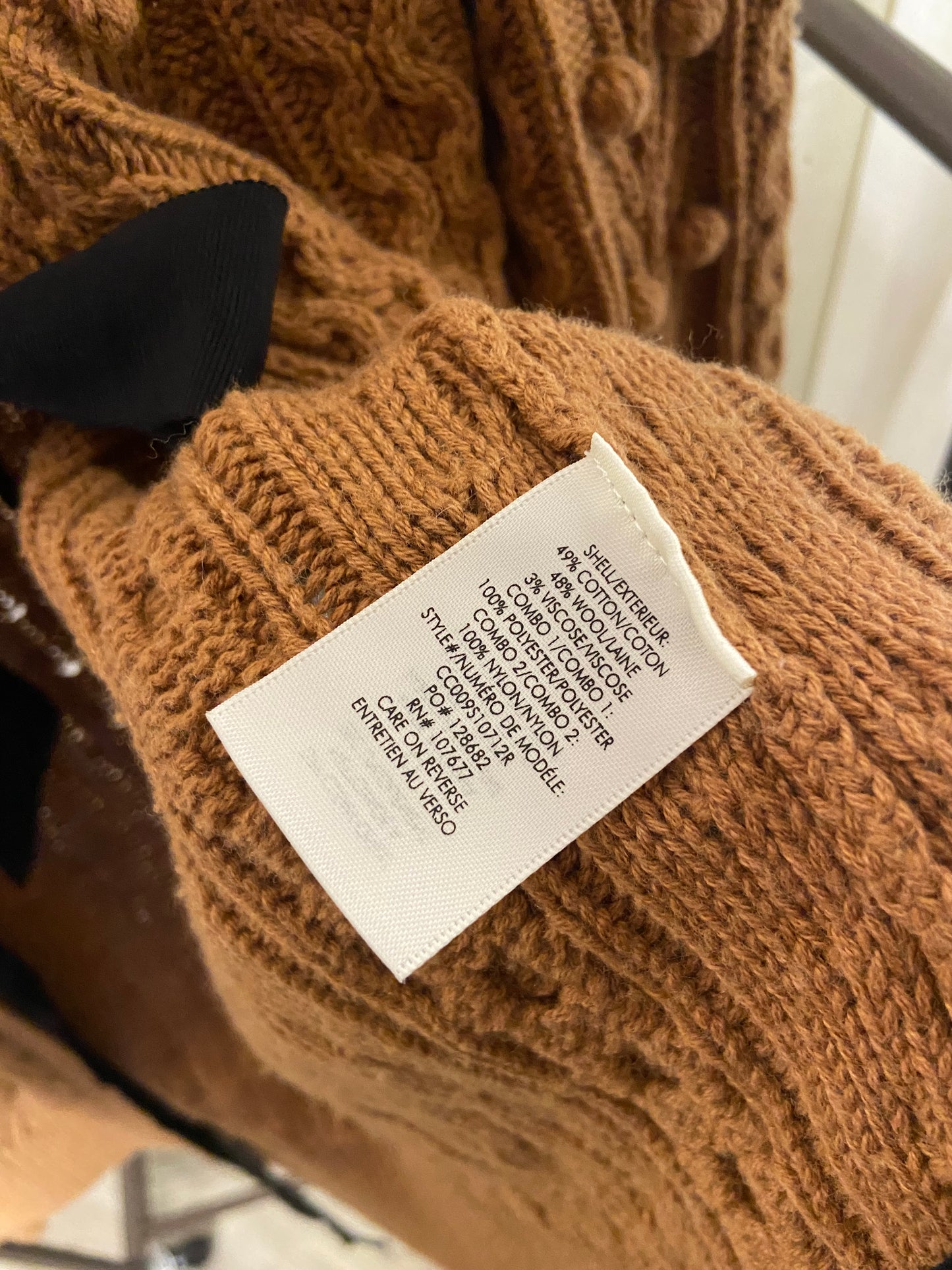 Alice and Olivia Kitty Bow Camel Cardigan size L