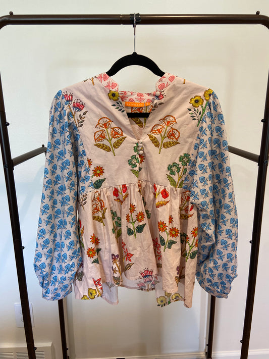 Oliphant Mandarin Balloon Top Provence Blue size S