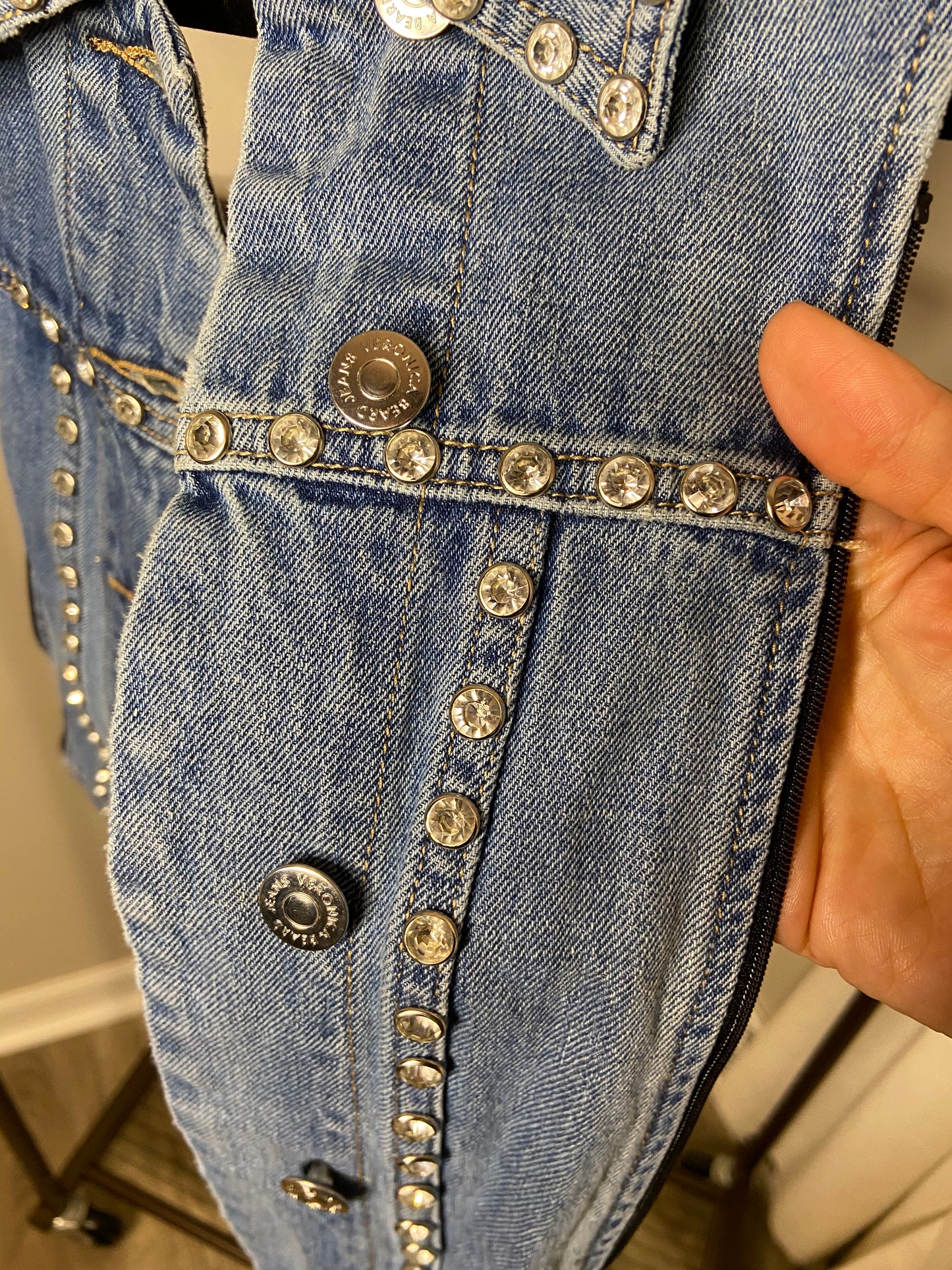 Veronica Beard Denim Studded Dickie ONLY SIZE