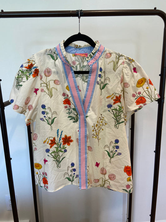 THML Short Sleeve Floral Top size L
