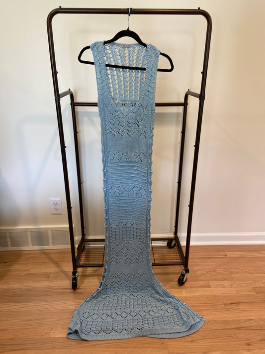 Alexis Karliah Dress Sky Blue Crochet Maxi size L