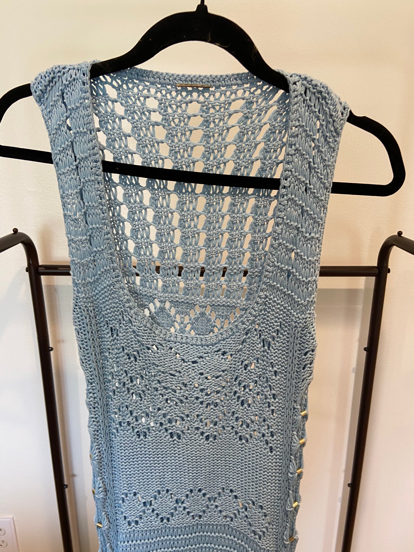 Alexis Karliah Dress Sky Blue Crochet Maxi size L