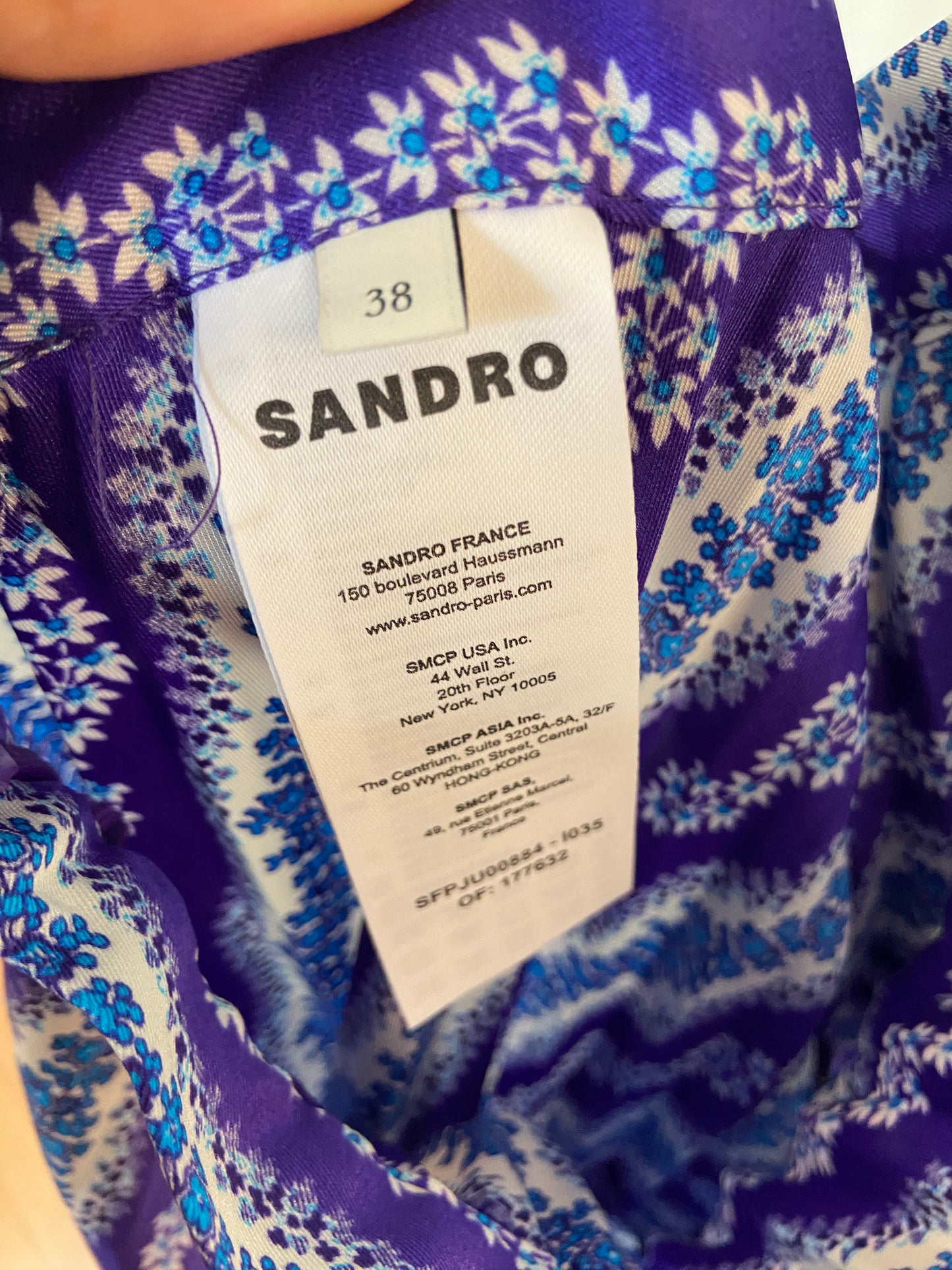 Sandro Peninsula Silk Top and Perona Stripe Pleated Skirt size 38 US 8