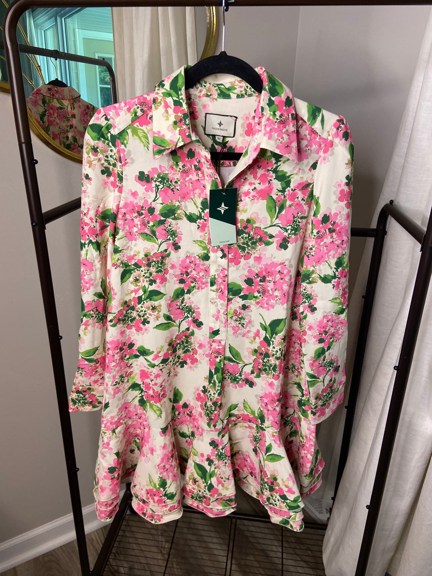 Tuckernuck Gossamer Pink Hydrangea Callahan Shirt Dress size XS