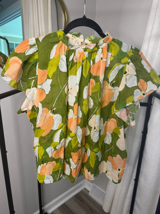 Trovata Birds of Paradis Carla High Neck Blouse size S