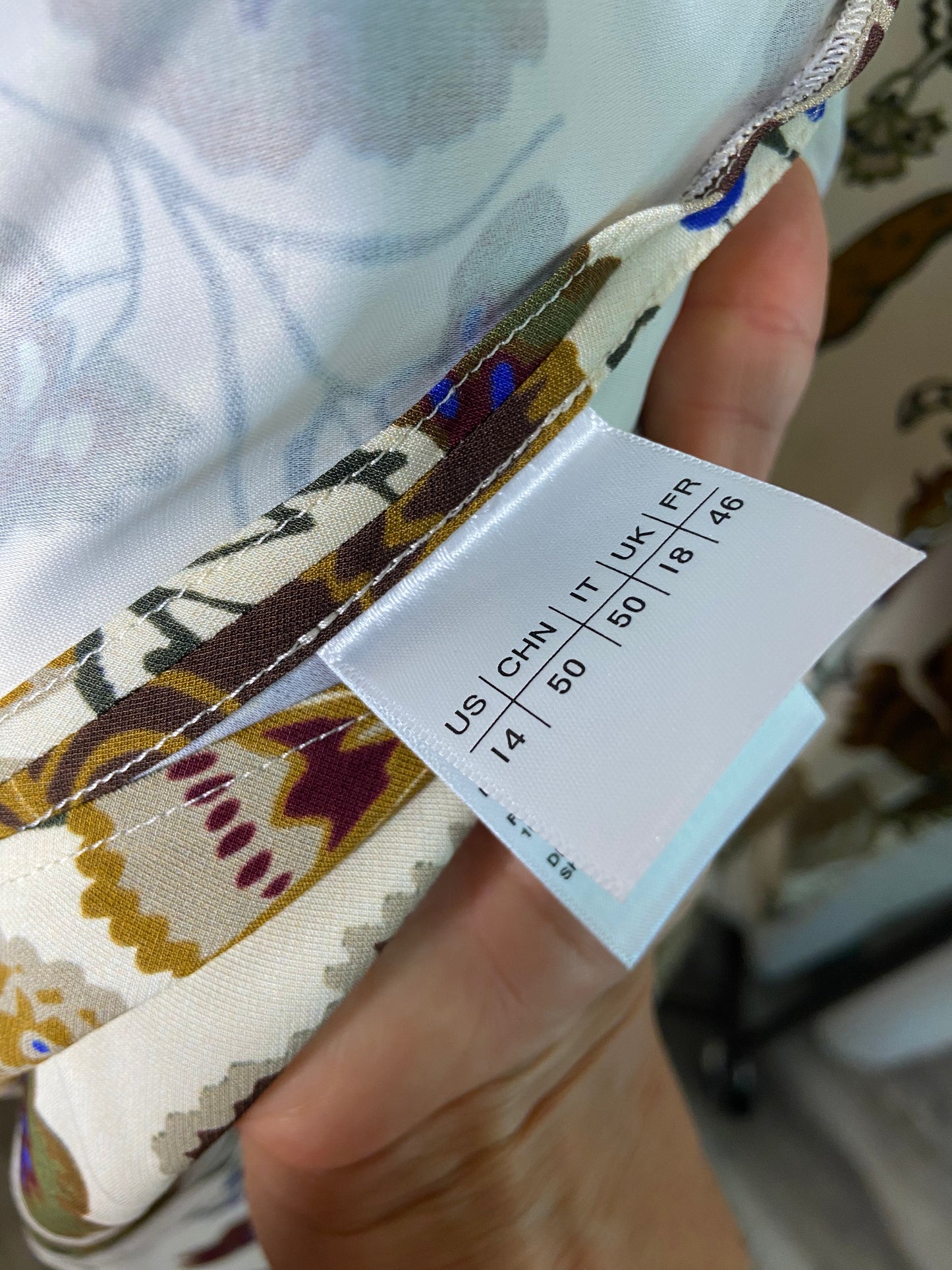 Lafayette 148 Tan Floral Print Midi Dress size 14