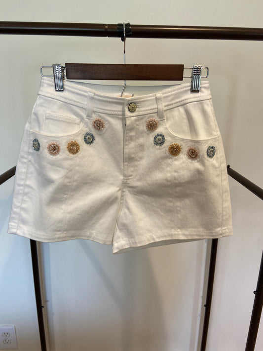 Cinq a Sept Brea Ditsy Dots Denim Shorts size 2