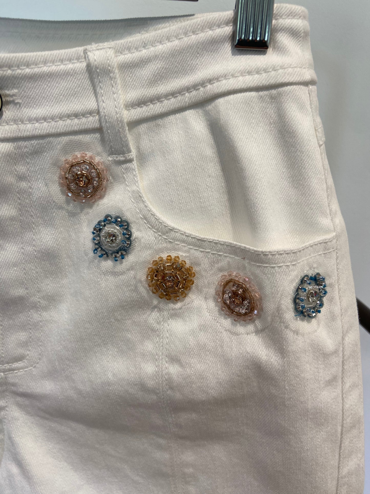 Cinq a Sept Brea Ditsy Dots Denim Shorts size 2