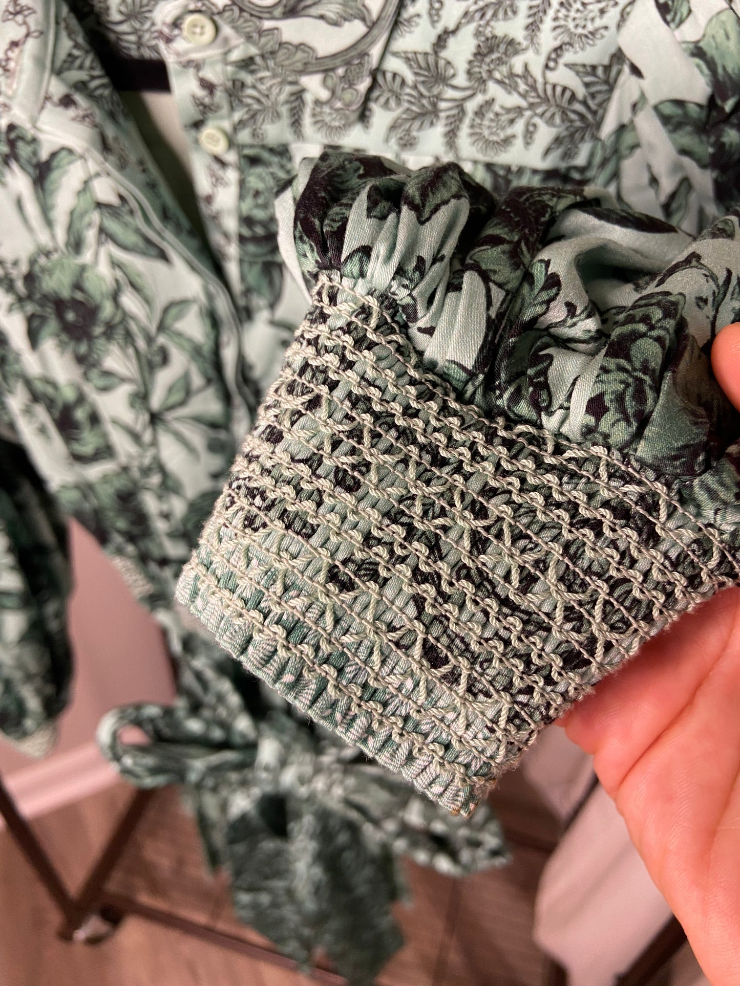 Alice and Olivia Tiffie Belted Floral Print Green Dress size 4