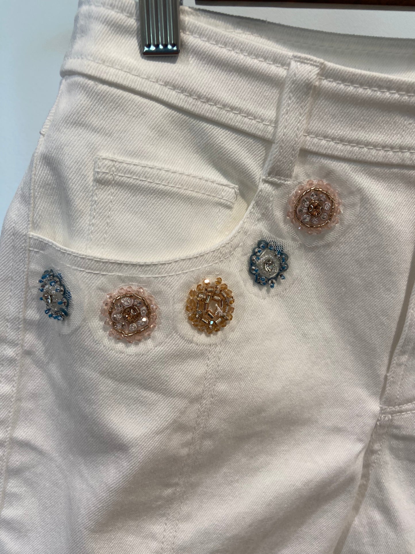 Cinq a Sept Brea Ditsy Dots Denim Shorts size 2