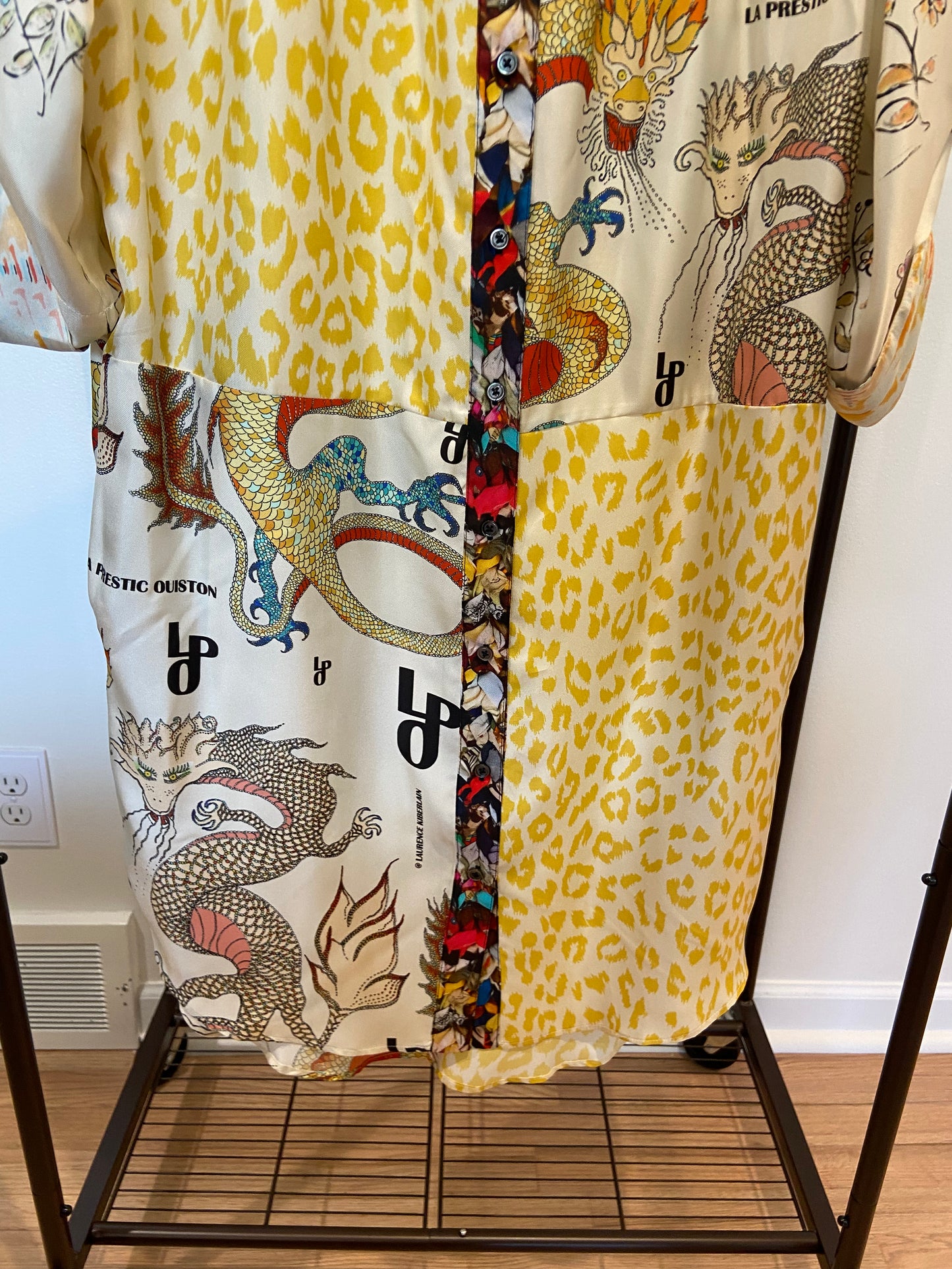 La Prestic Ouiston Open It Mao Collar Blouse Silk Dress size 1 US 6