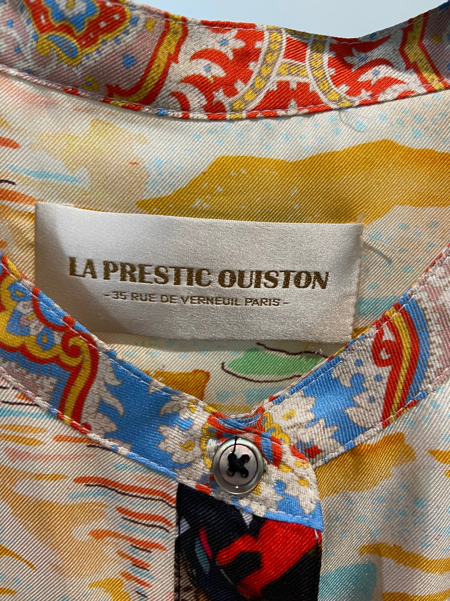 La Prestic Ouiston Open It Mao Collar Blouse Silk Dress size 1 US 6