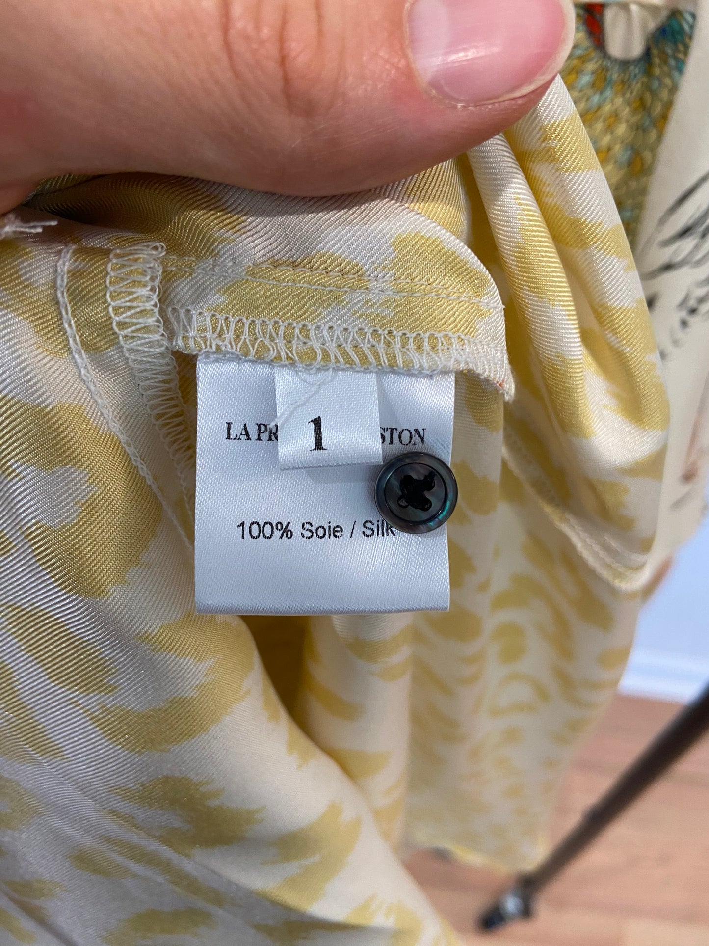 La Prestic Ouiston Open It Mao Collar Blouse Silk Dress size 1 US 6
