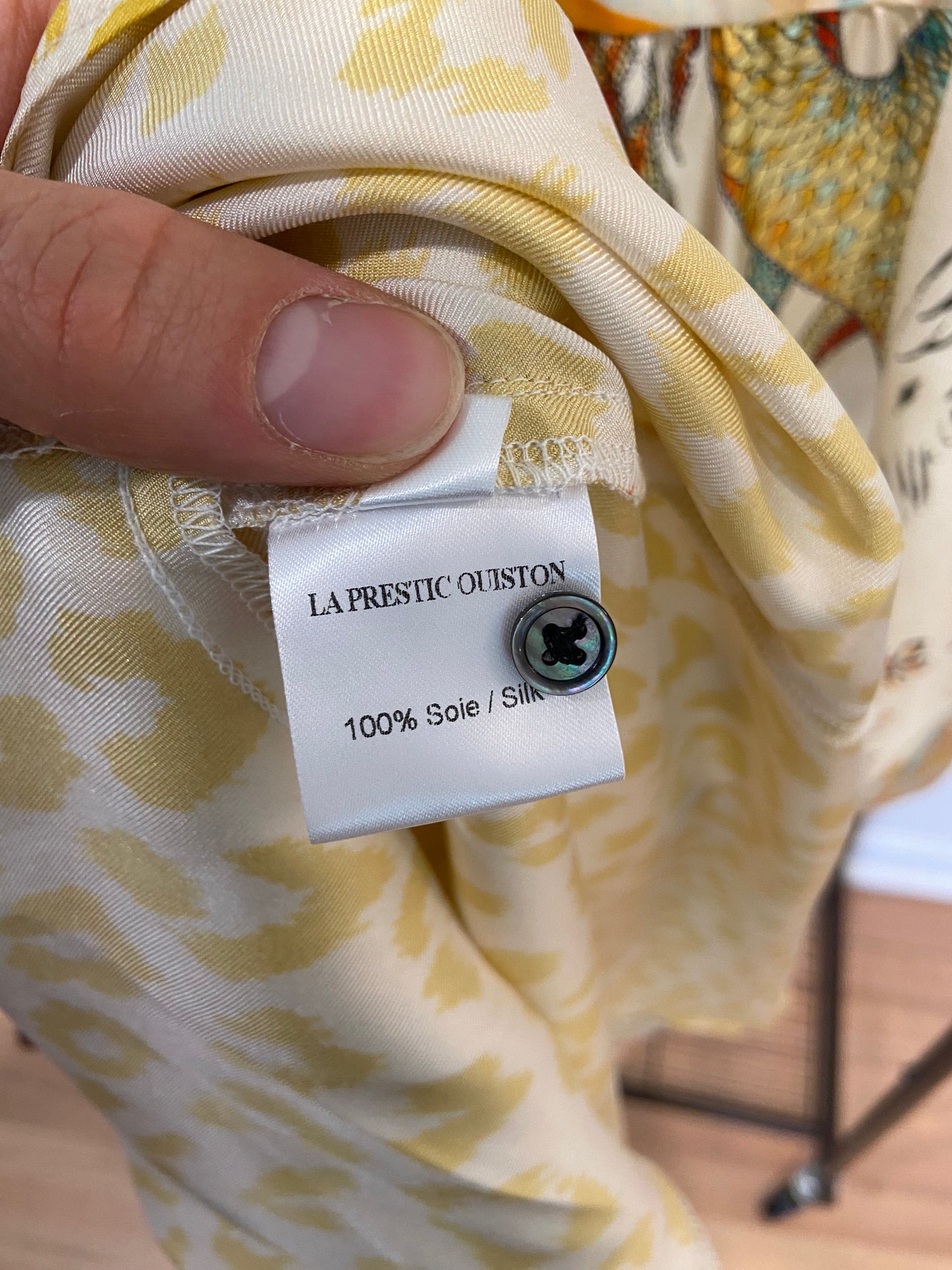 La Prestic Ouiston Open It Mao Collar Blouse Silk Dress size 1 US 6