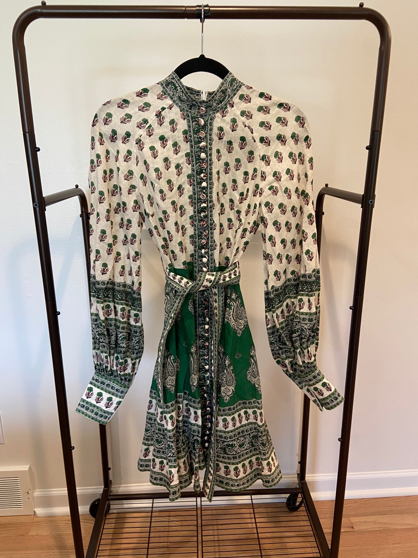 Zimmermann Amari Emerald Buttoned Dress size AU 0 US 4