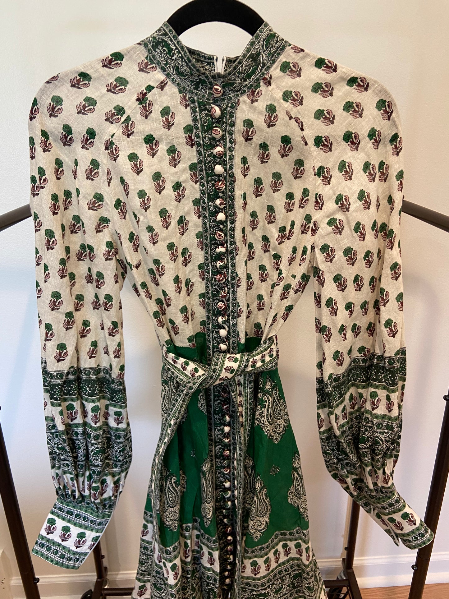 Zimmermann Amari Emerald Buttoned Dress size AU 0 US 4
