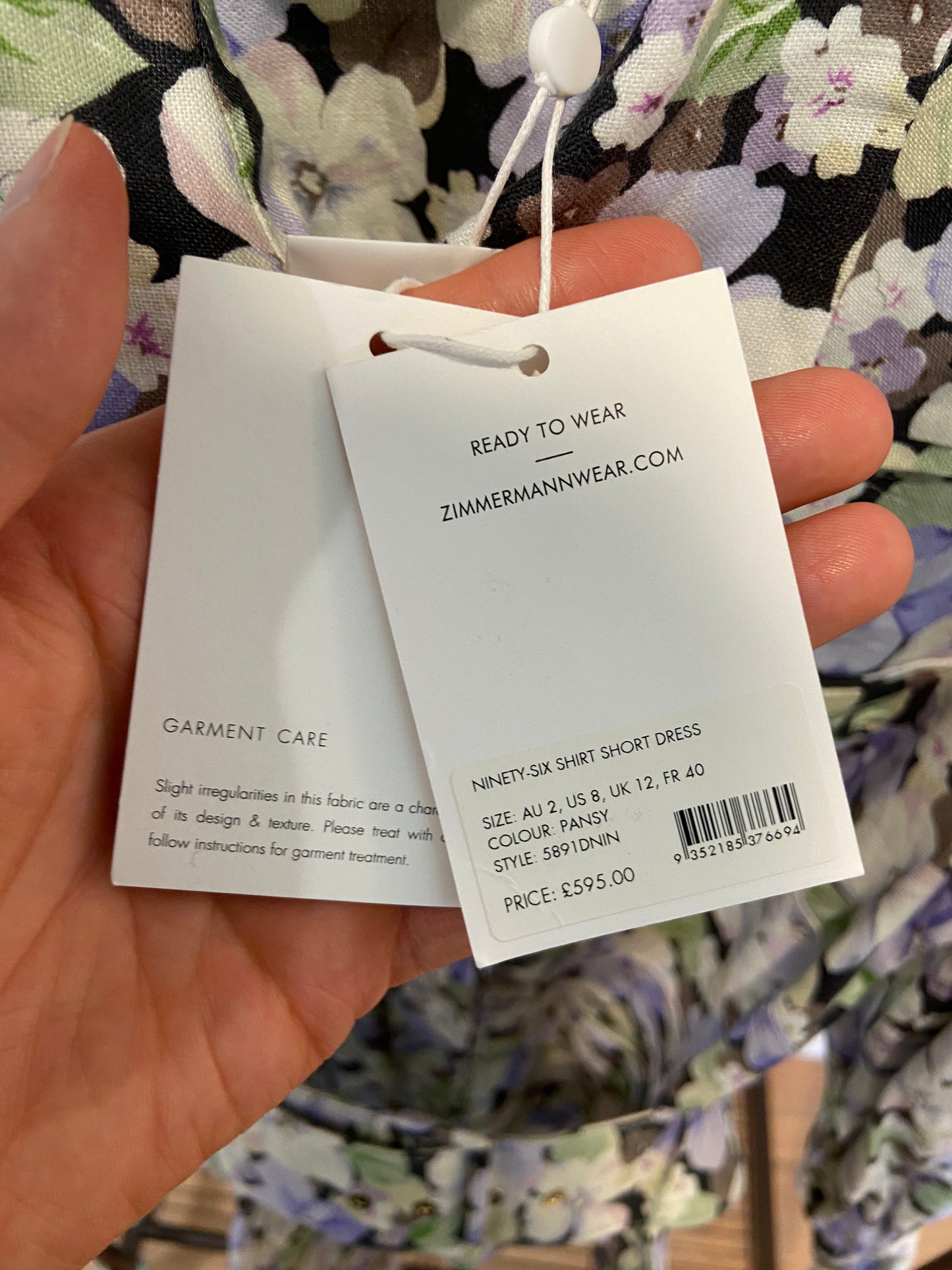 Zimmermann Ninety-Six Shirt Mini Dress size AU 2 - US 8