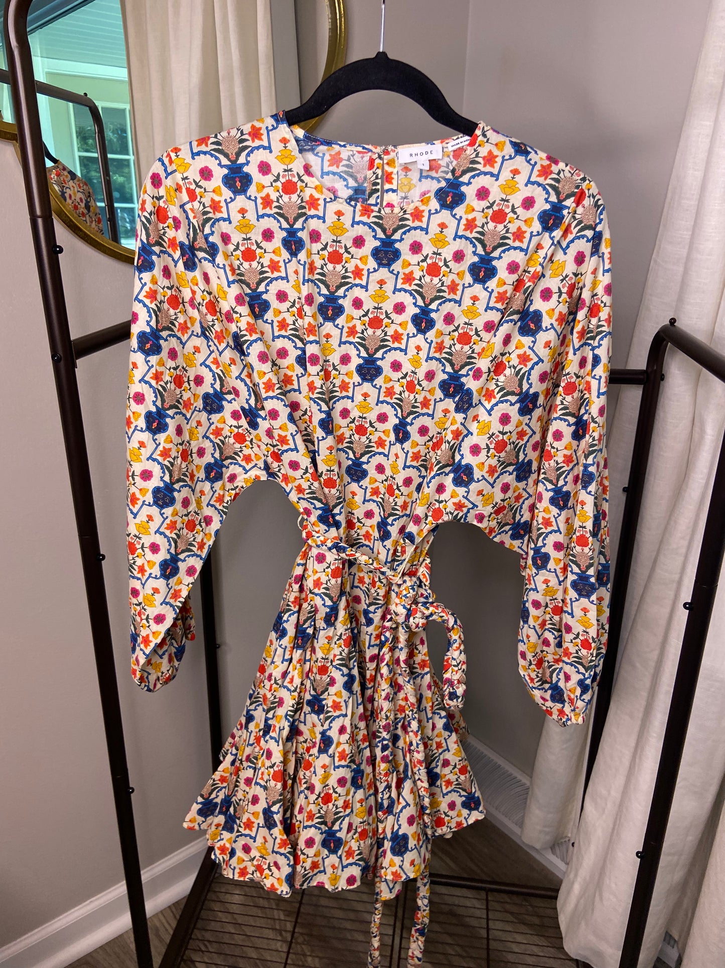 Rhode Ella Belted Floral Mini Dress In Harmony size S