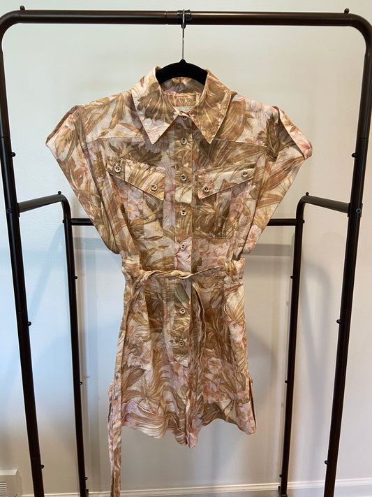 Zimmermann Andie Cuff Playsuit in Sepia Floral size 0P US 4