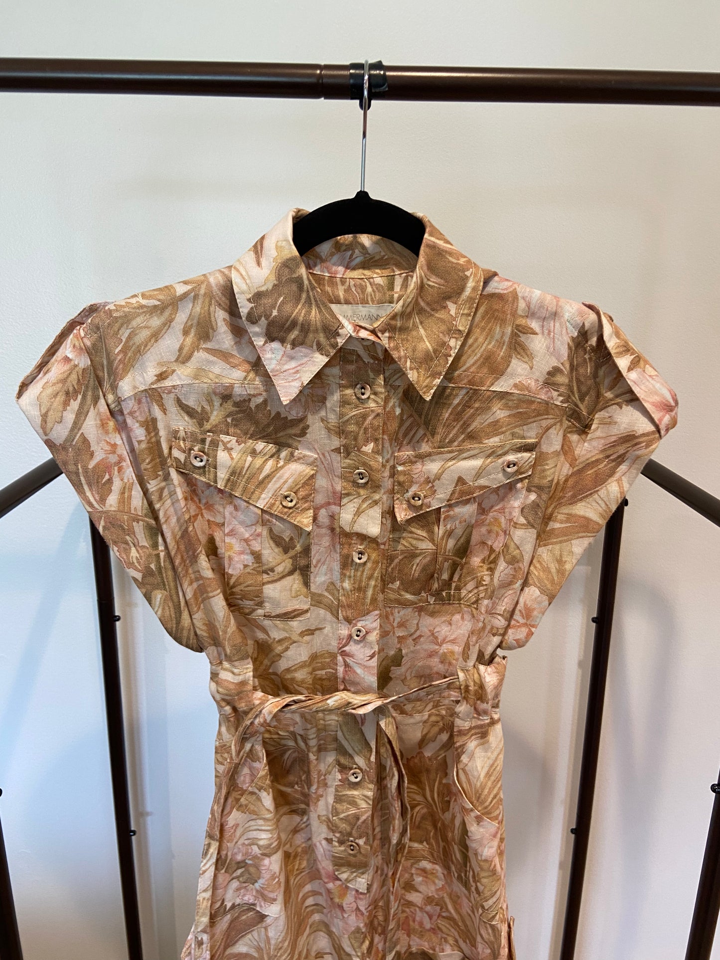 Zimmermann Andie Cuff Playsuit in Sepia Floral size 0P US 4