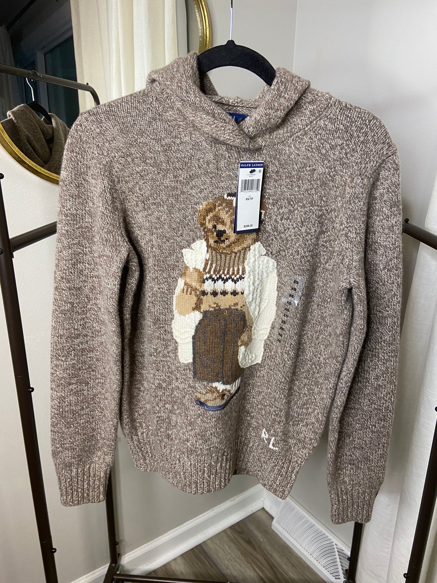 Polo Ralph Lauren Bear Sweater Hoodie size XS