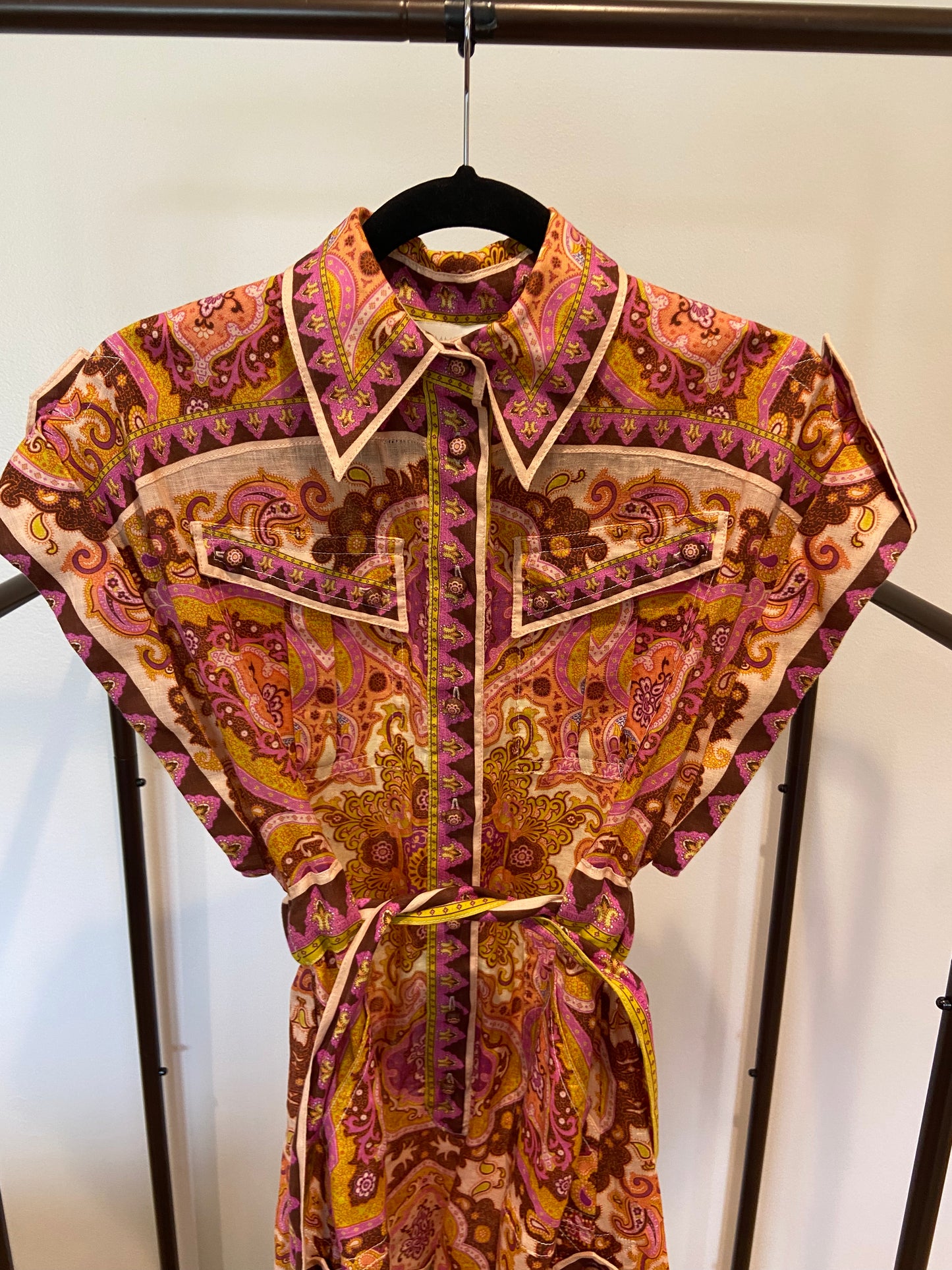 Zimmermann Halcyon printed linen playsuit size 1 US 6