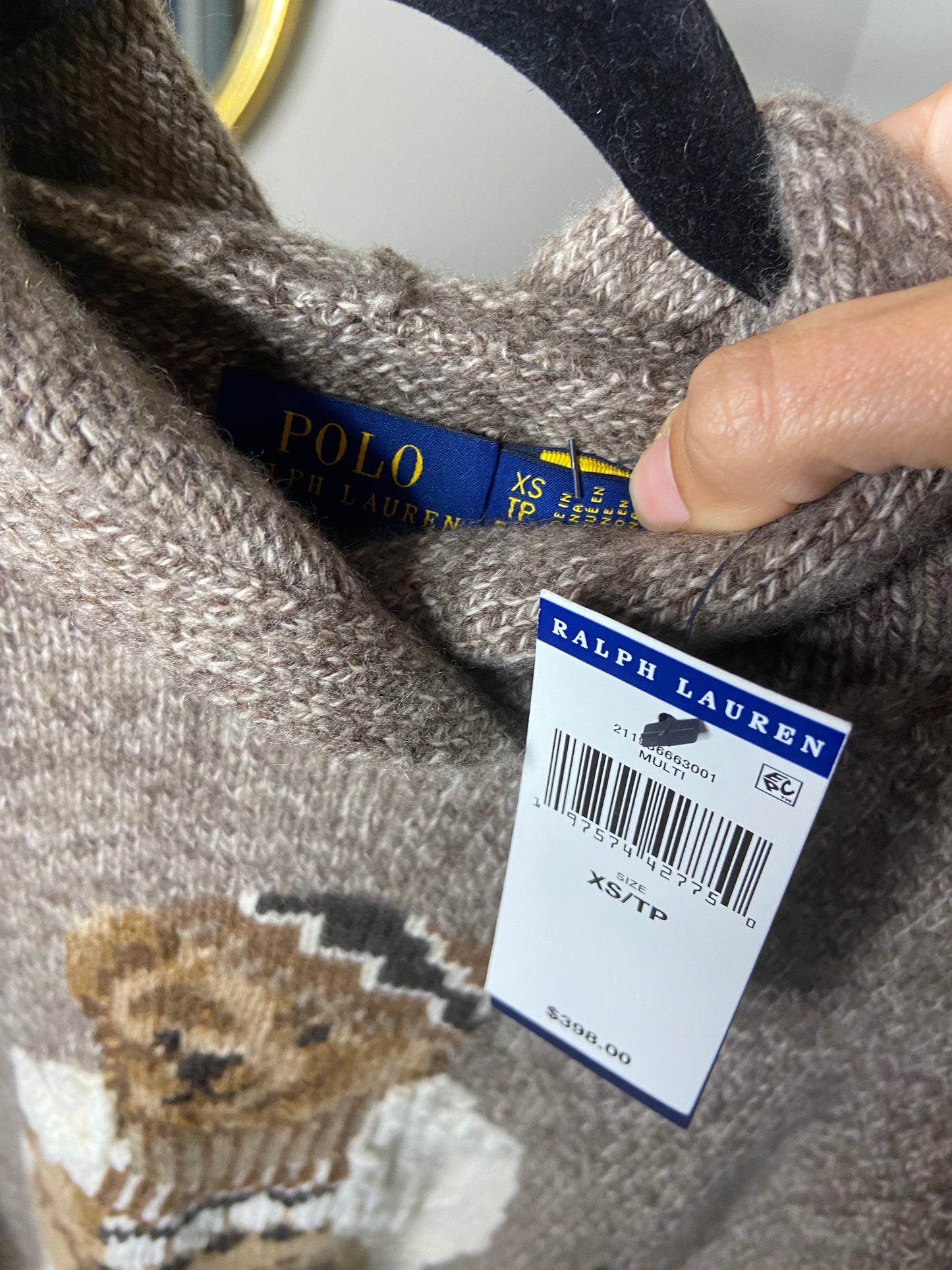 Polo Ralph Lauren Bear Sweater Hoodie size XS