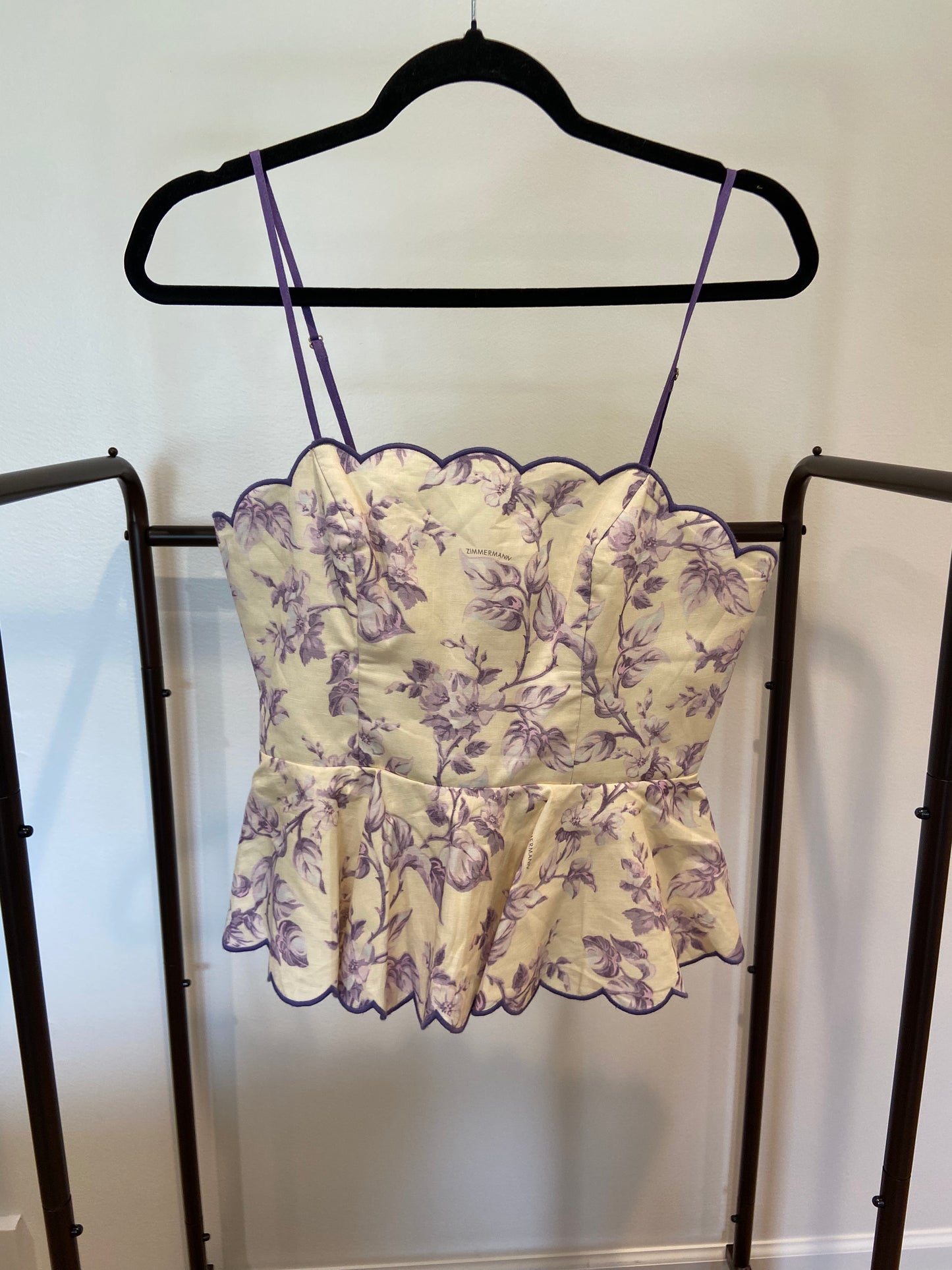 Zimmermann Halliday Floral Linen Peplum Top with Halliday Pants size 2 US 8