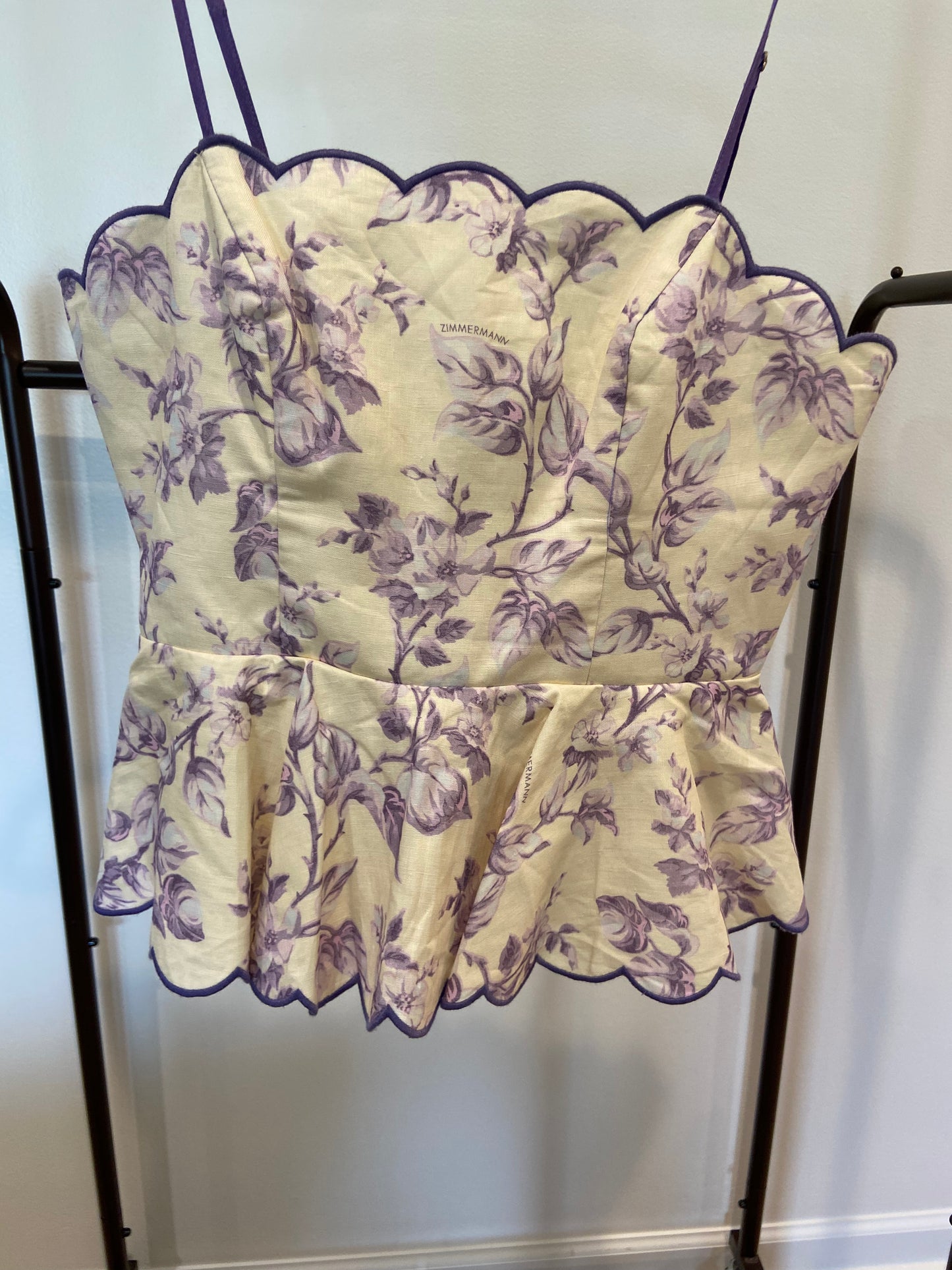 Zimmermann Halliday Floral Linen Peplum Top with Halliday Pants size 2 US 8