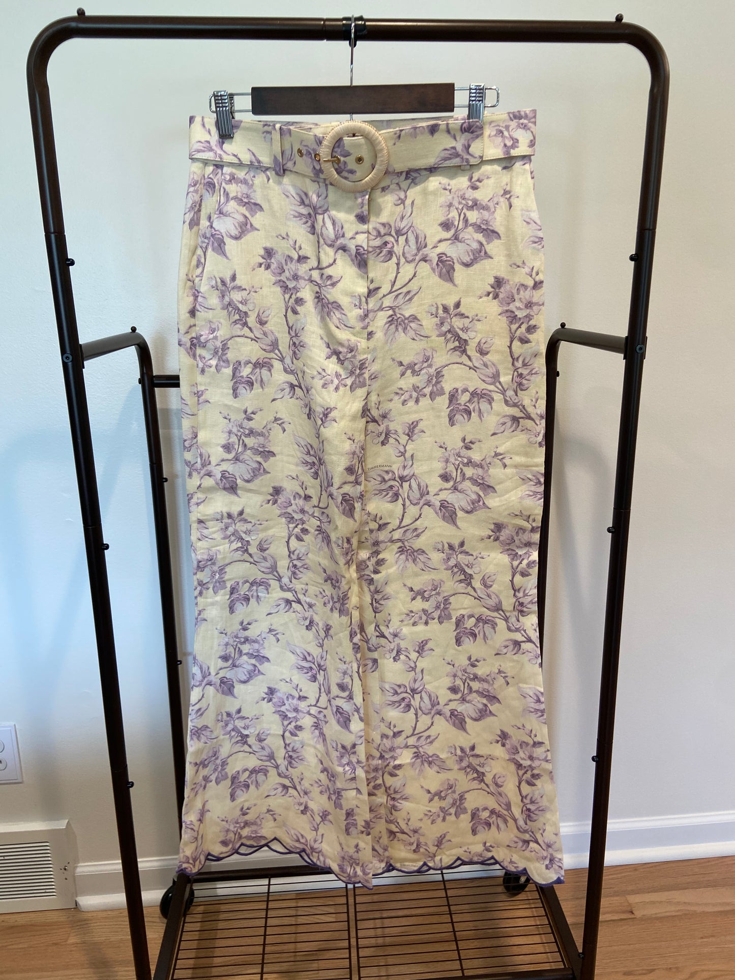Zimmermann Halliday Floral Linen Peplum Top with Halliday Pants size 2 US 8
