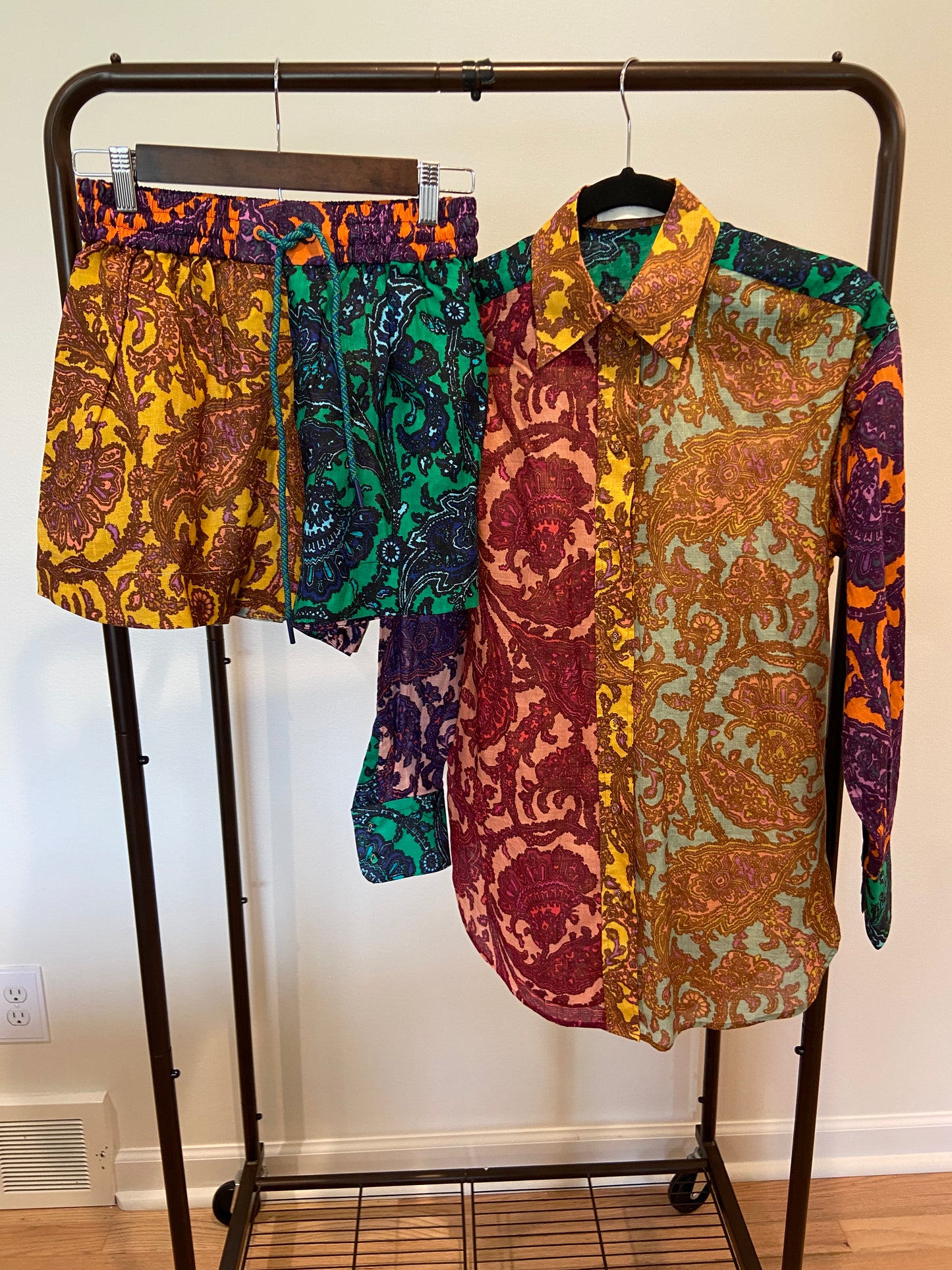 Zimmermann Tiggy Spliced Shirt with Tiggy Spliced Shorts size 0 US 4