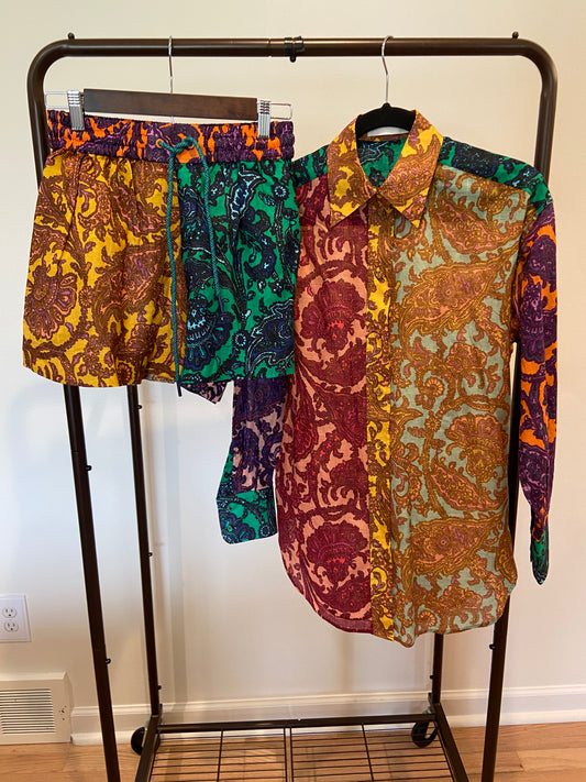 Zimmermann Tiggy Spliced Shirt with Tiggy Spliced Shorts size 0 US 4