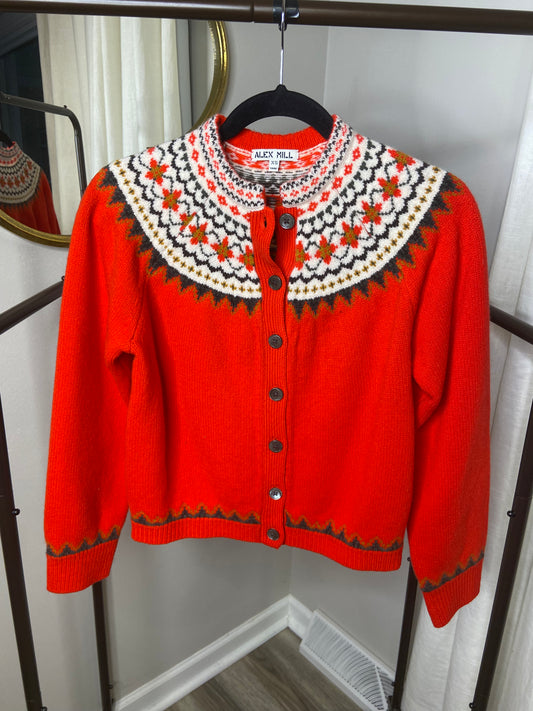 Alex Mill Hilde Fair Isle Red Cardigan size XS