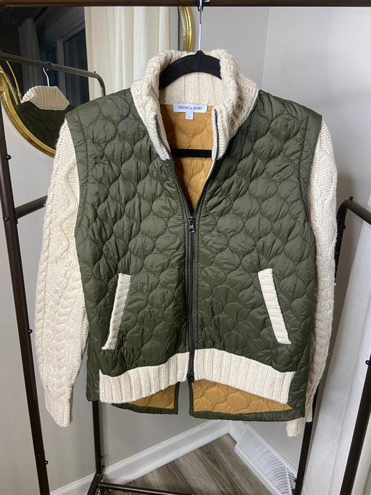 Veronica Beard Army and Oatmeal Patra Mixed Media Jacket size S