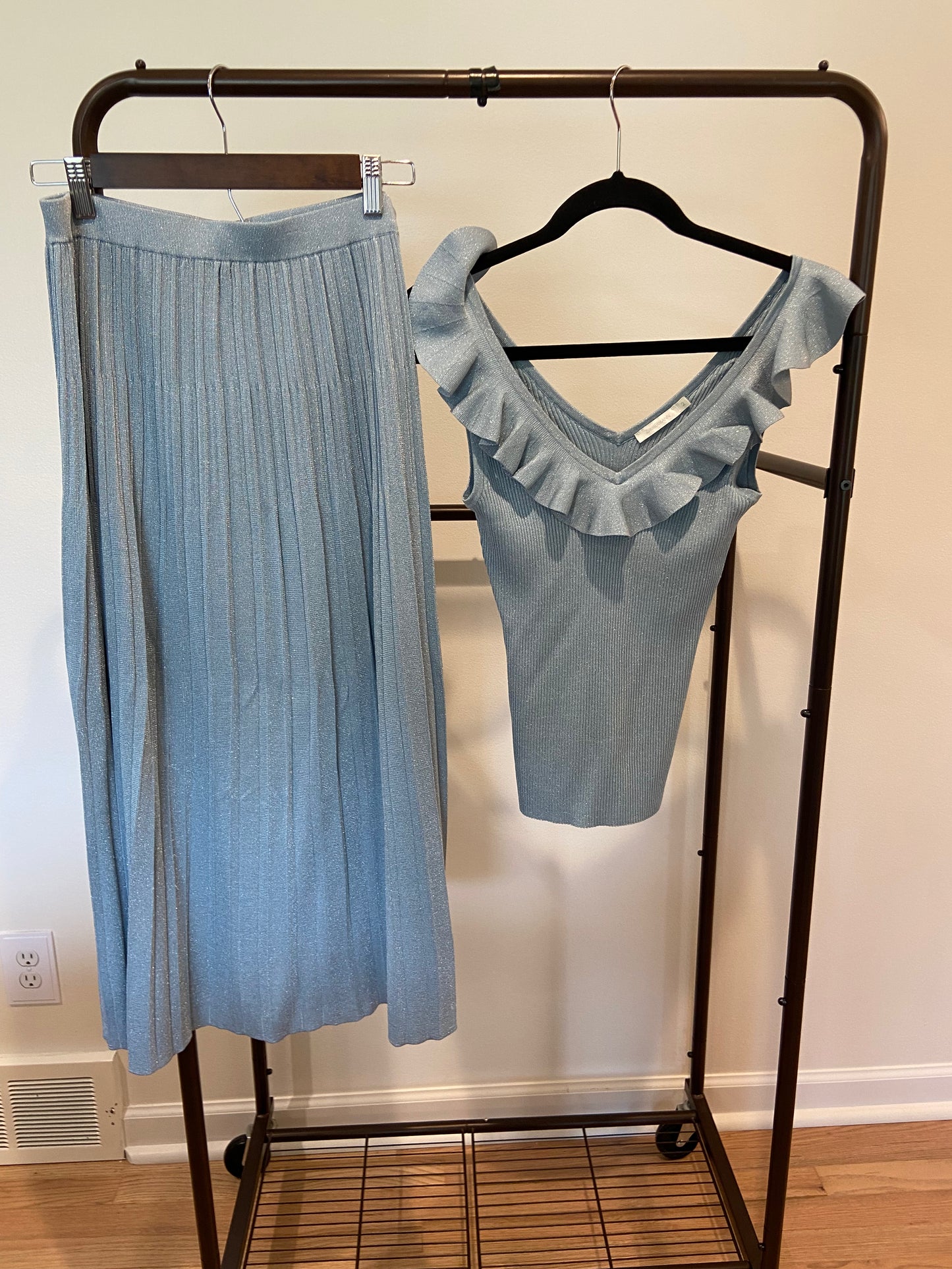 Zimmermann Aster Metallic Frill Top with Aster Metallic Midi Skirt size US 8/10