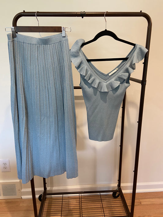 Zimmermann Aster Metallic Frill Top with Aster Metallic Midi Skirt size US 8/10