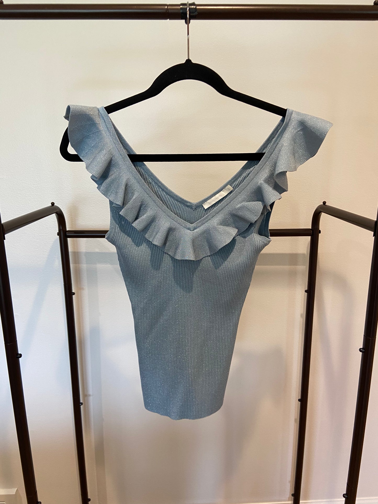 Zimmermann Aster Metallic Frill Top with Aster Metallic Midi Skirt size US 8/10