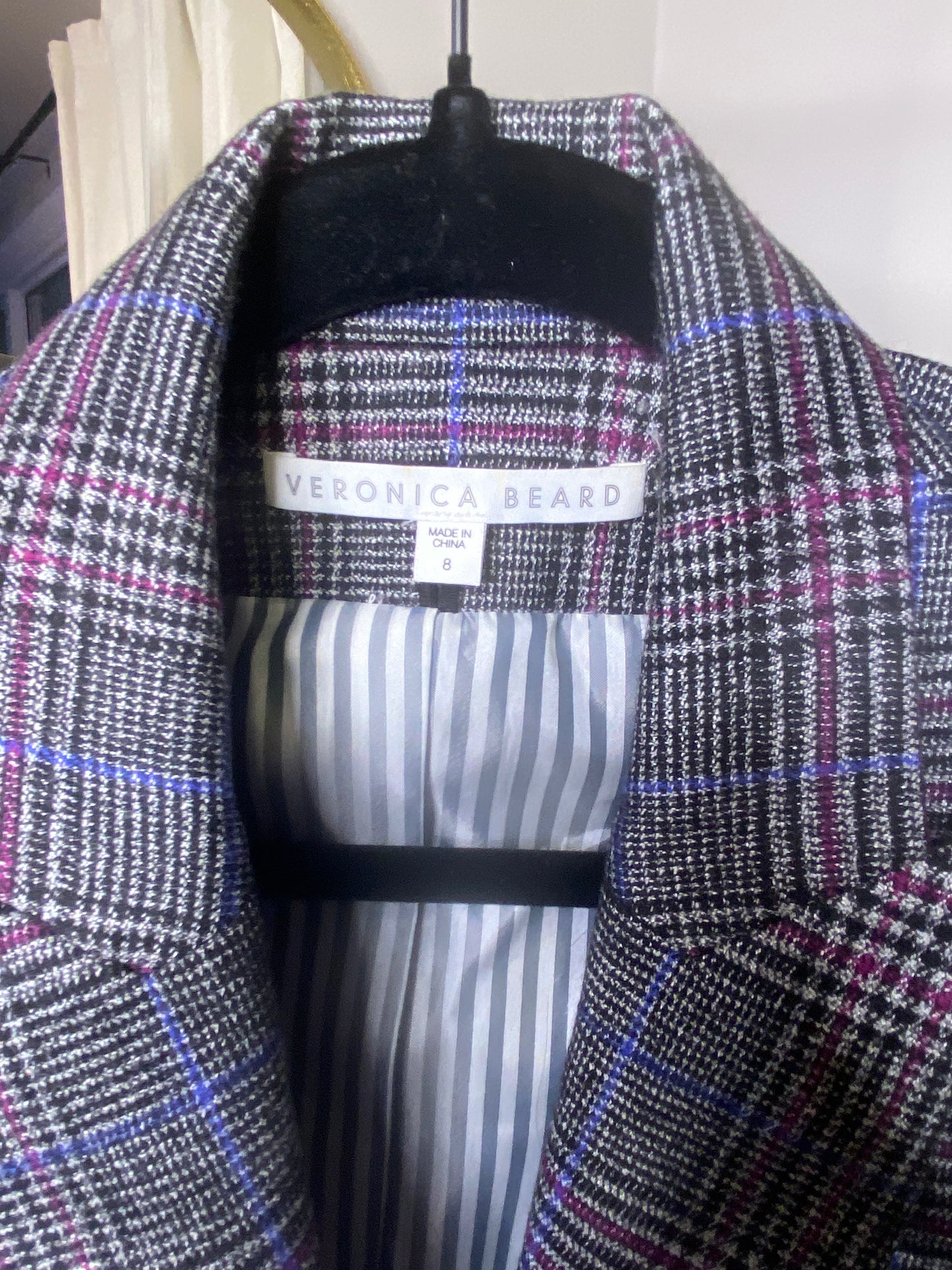 Veronica Beard Brock Plaid Dickey Blazer size 8