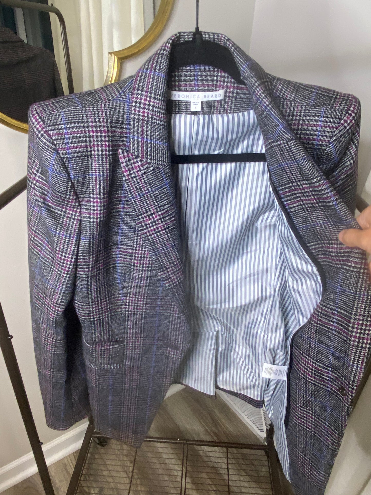 Veronica Beard Brock Plaid Dickey Blazer size 8