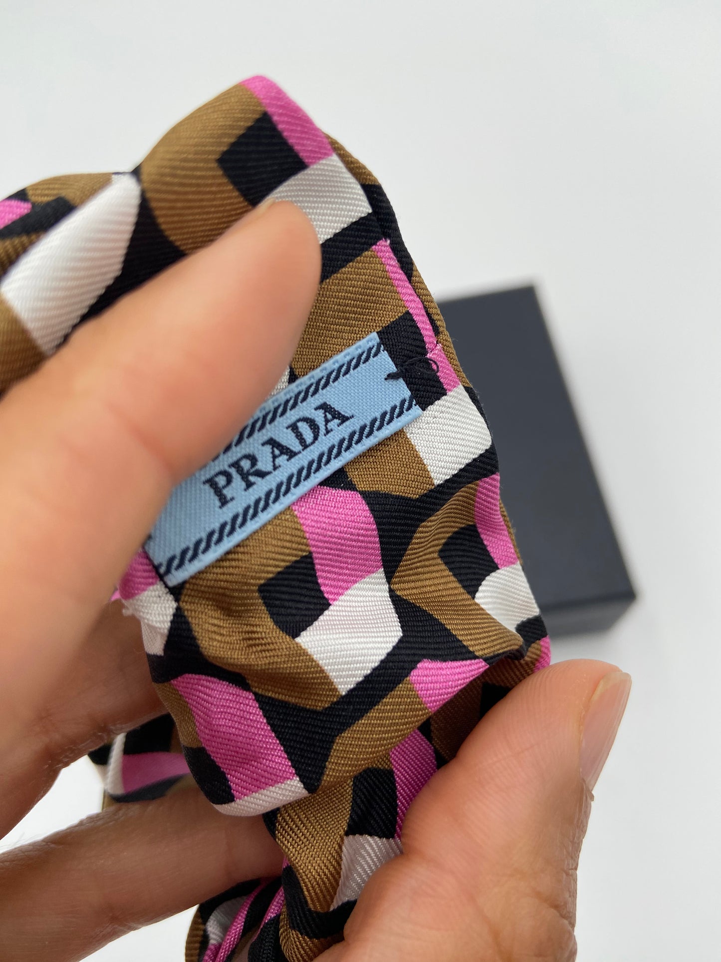 Prada Silk Geometric Scrunchie