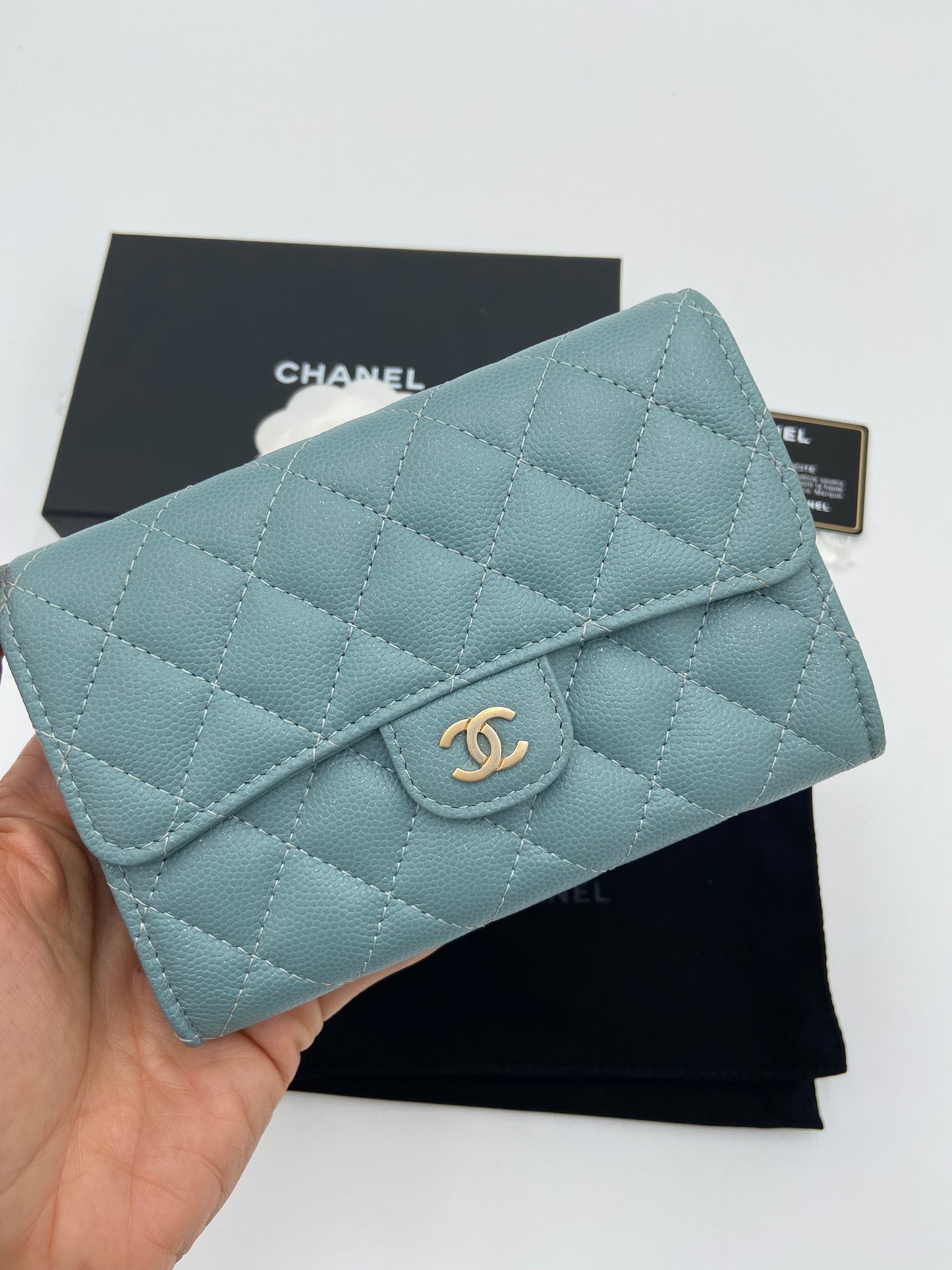 Chanel Iridescent Caviar Quilted Medium Flap Wallet