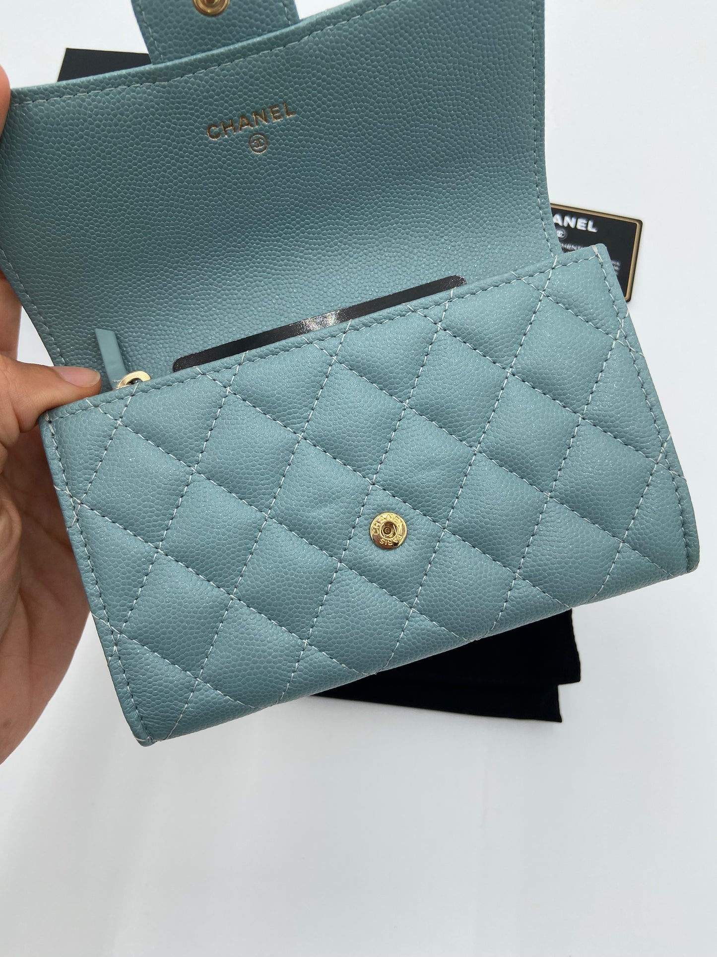 Chanel Iridescent Caviar Quilted Medium Flap Wallet