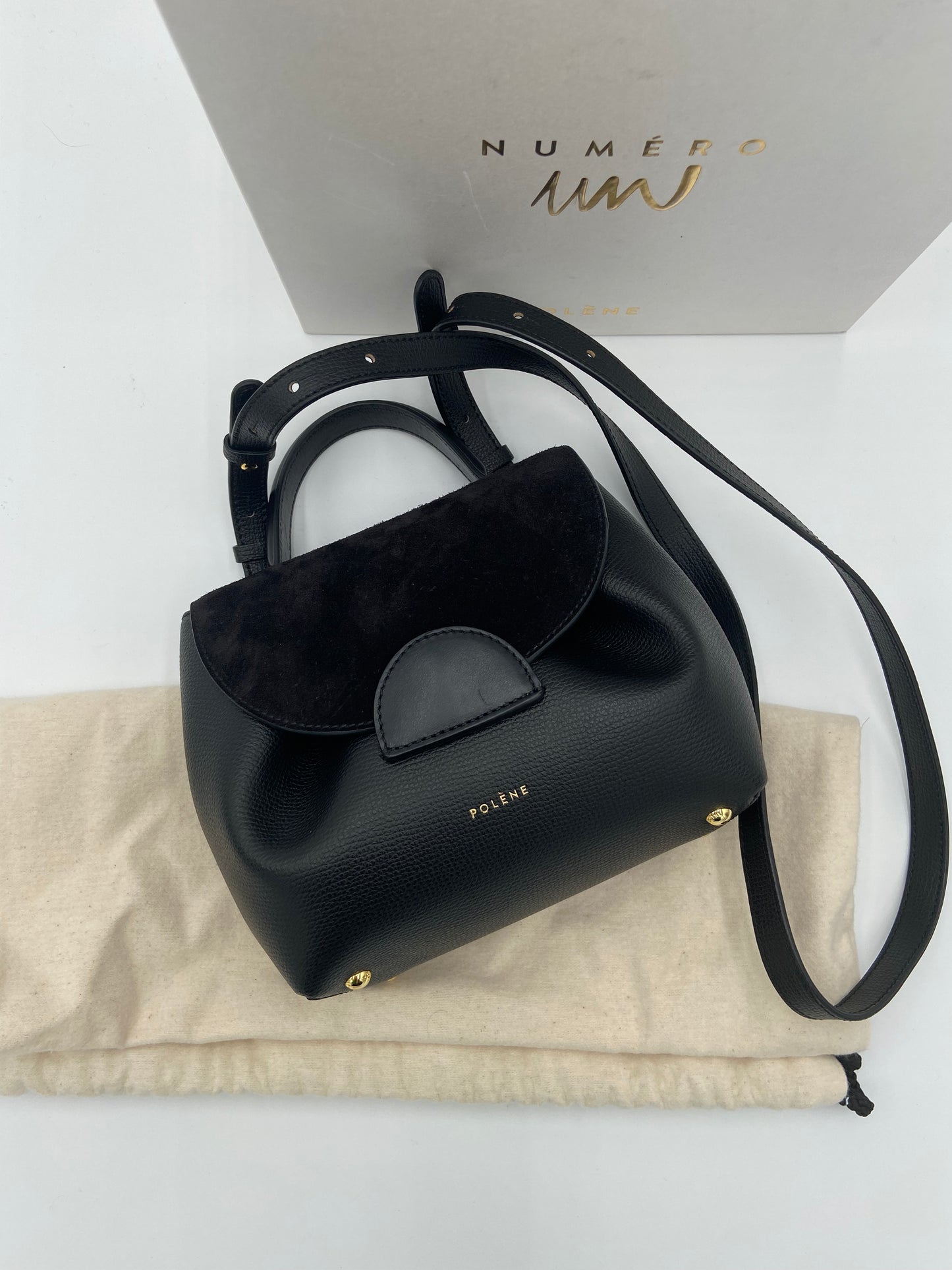 Polene Numero Un Nano Trio Black Crossbody Bag
