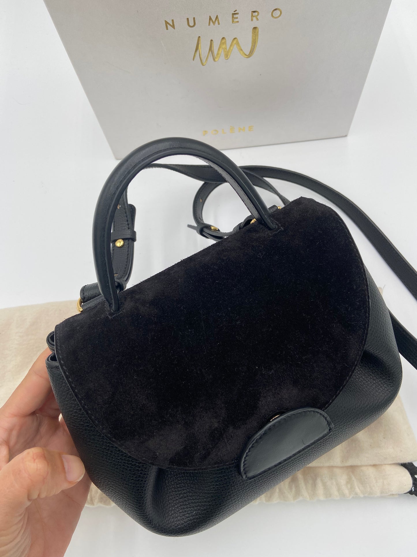 Polene Numero Un Nano Trio Black Crossbody Bag