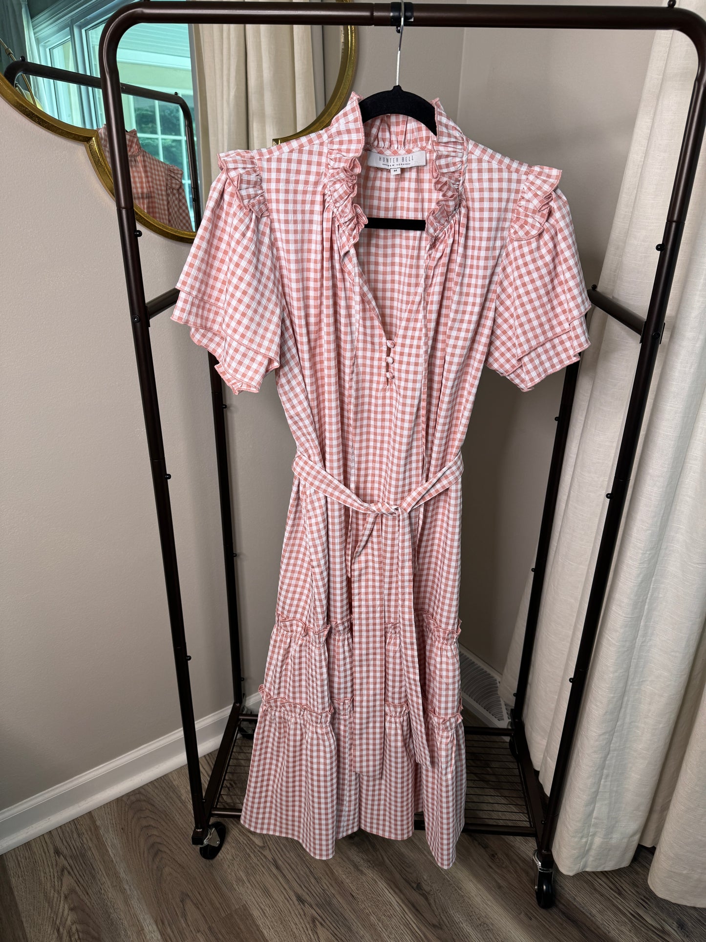 Hunter Bell Matthews Gingham Midi Dress size M