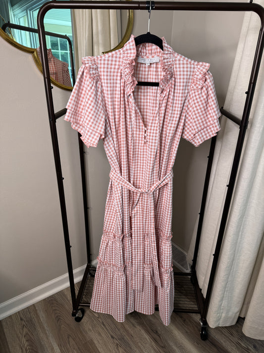 Hunter Bell Matthews Gingham Midi Dress size M