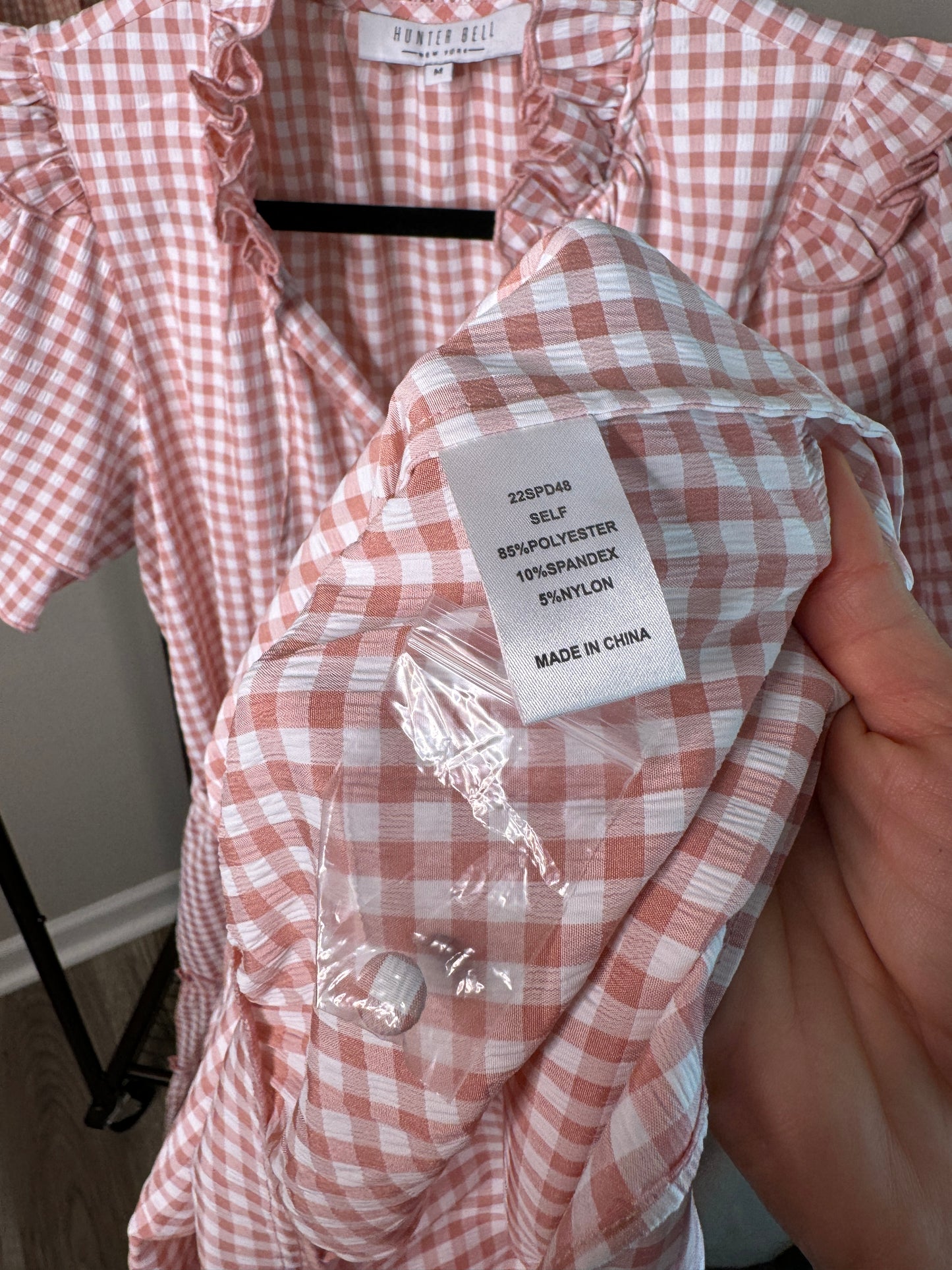 Hunter Bell Matthews Gingham Midi Dress size M