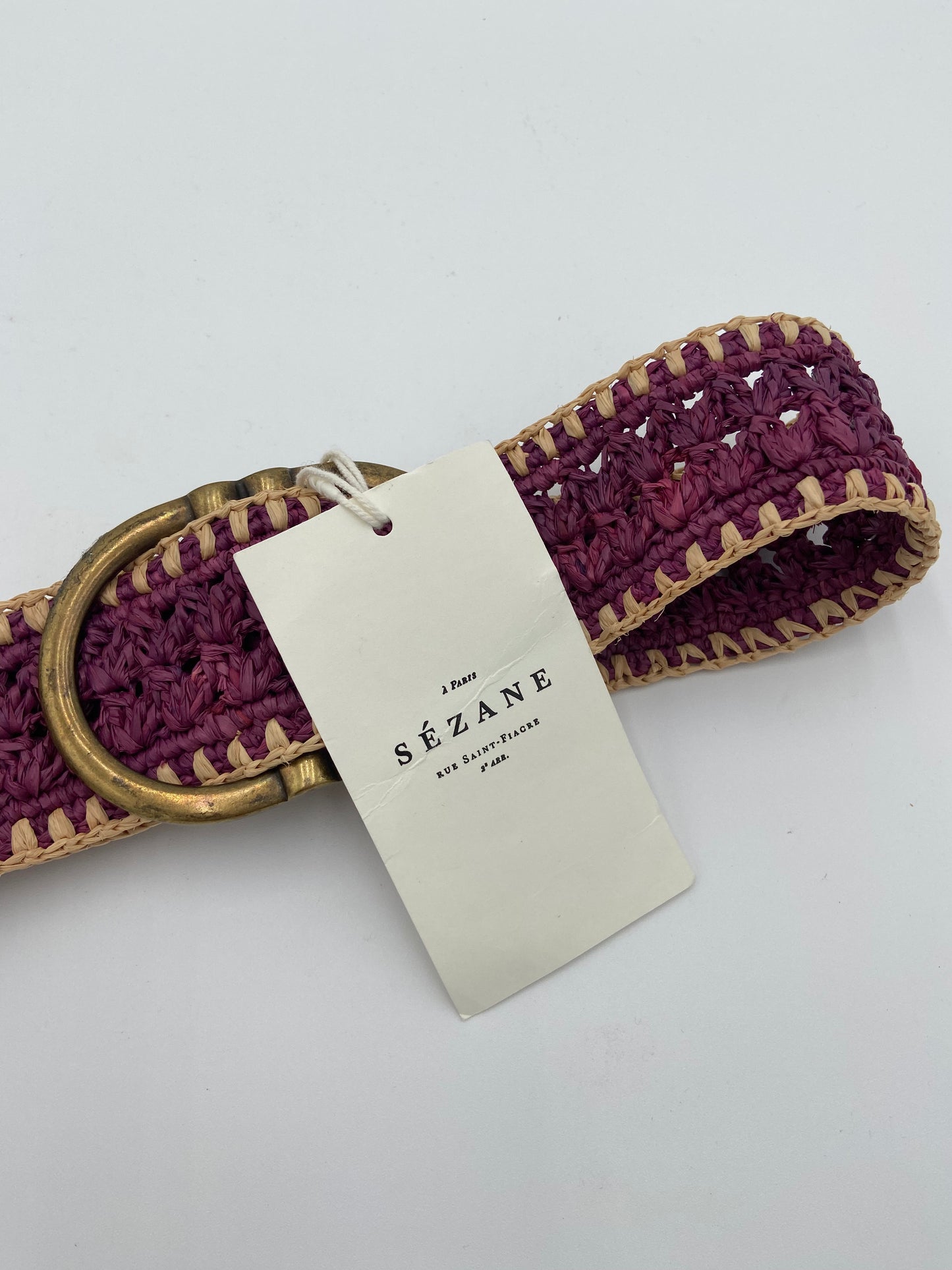 Sezane Fetiche Raffia Belt Violet size 80